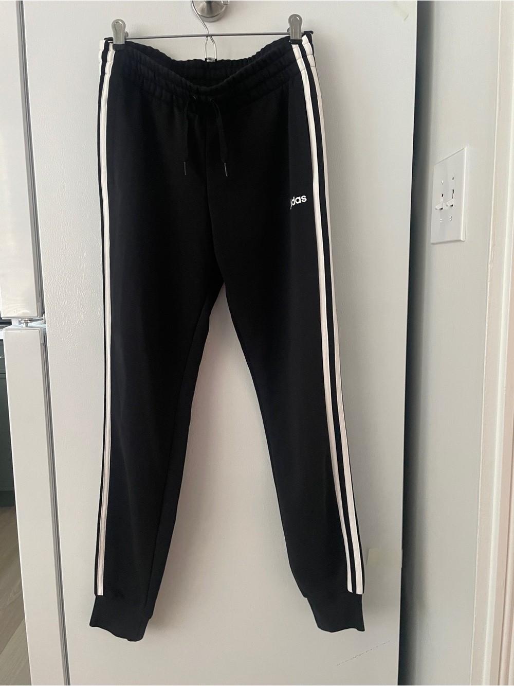 adidas Black Jogger Sweatpants with White Side Stripes